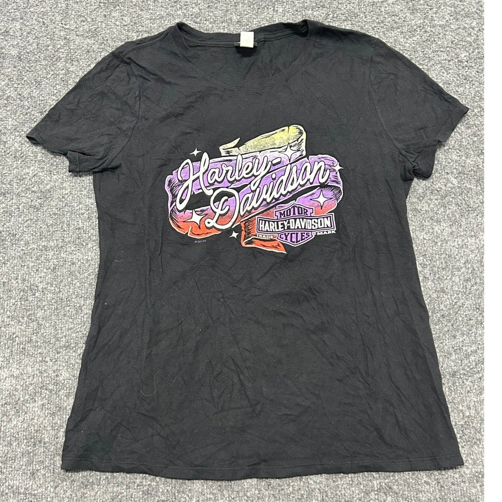 Harley-Davidson T-Shirt Womens Size Large Black Lynchburg Tennessee Graphic Tee